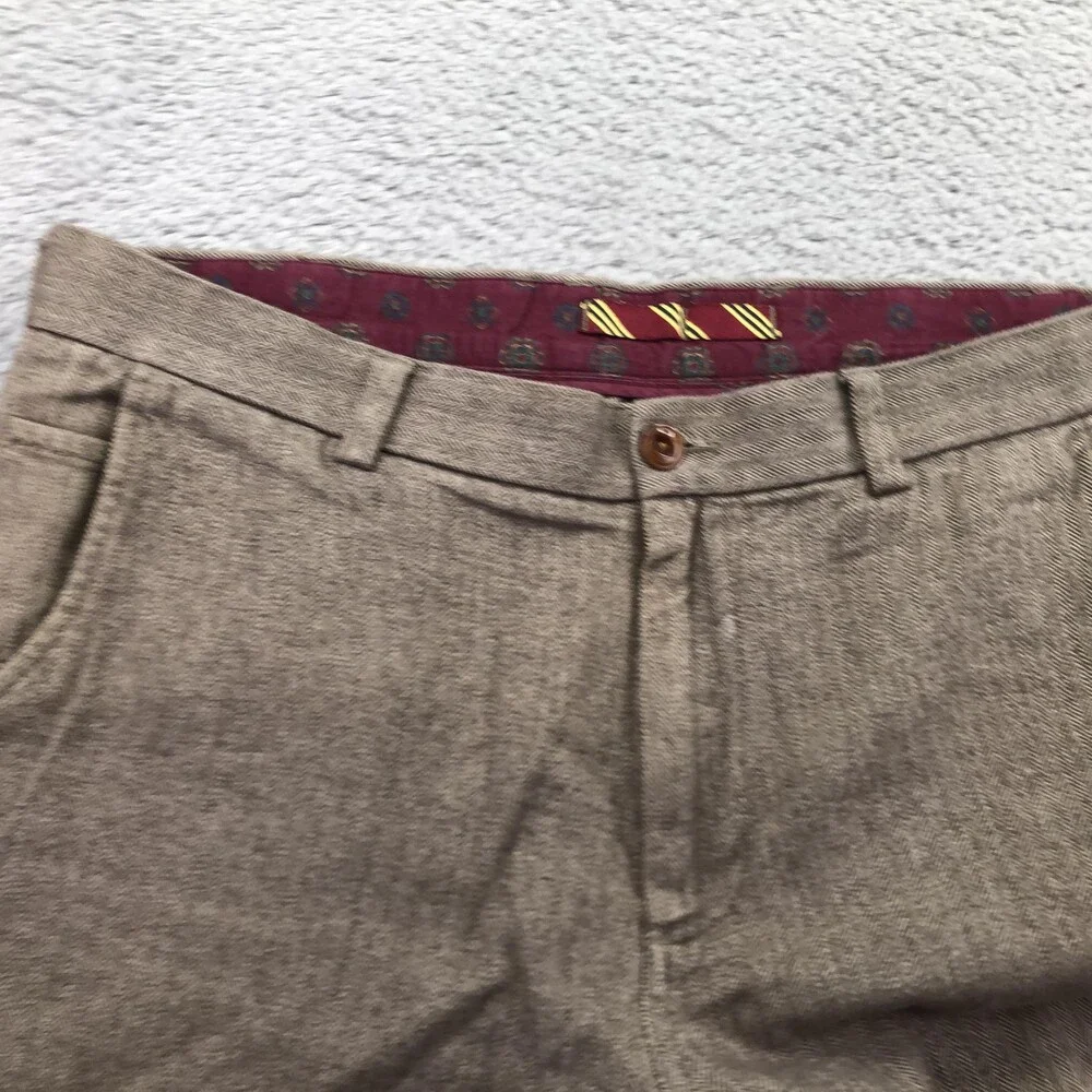 Brooks Brothers Pants Mens 36x30 Brown Tweed Herringbone Chino Straight